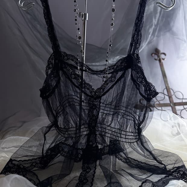 See-through lace sleeveless 0204