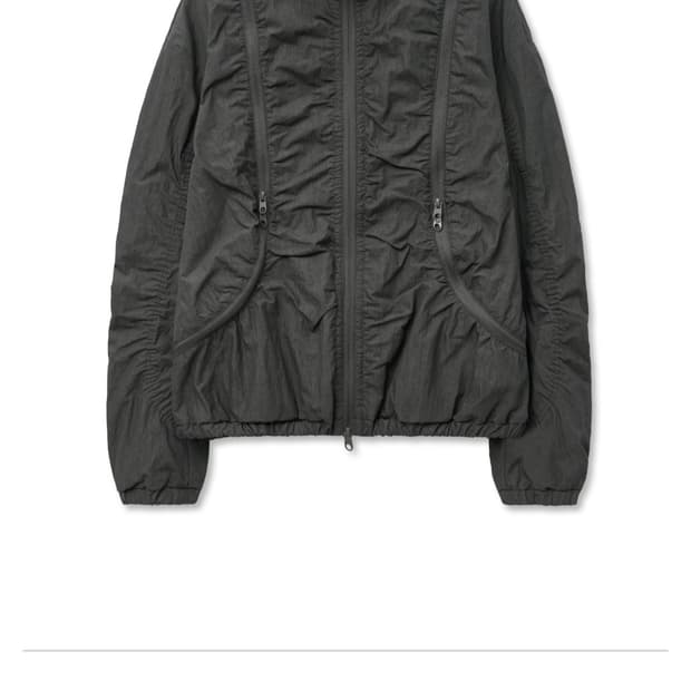 Nylon Shirring Zipper Jumper Charcoal