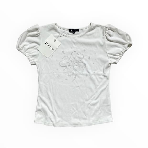 미헤브 클로버 퍼프 티셔츠 화이트