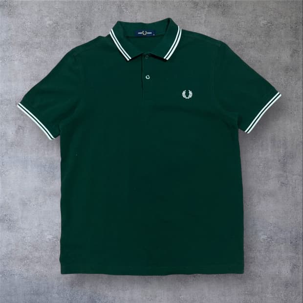 프레드페리 스몰 로고 그린 카라 반팔티