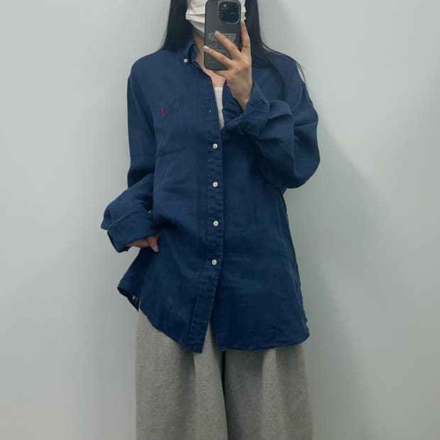 폴로 랄프로렌 네이비 린넨 셔츠 