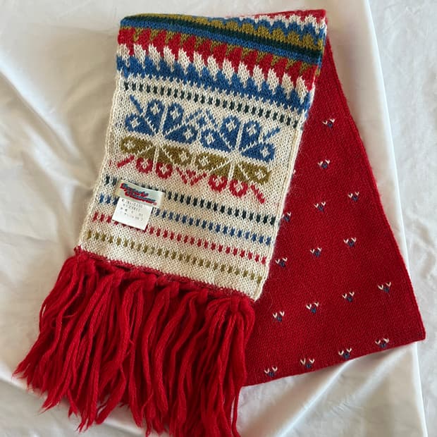 히스테릭 글래머 아카이브 노르딕 페어아일 니트 머플러 목도리 스툴