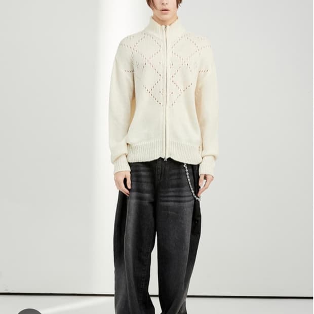 (새제품) 알렌느 하이넥 집업 니트 가디건 2사이즈