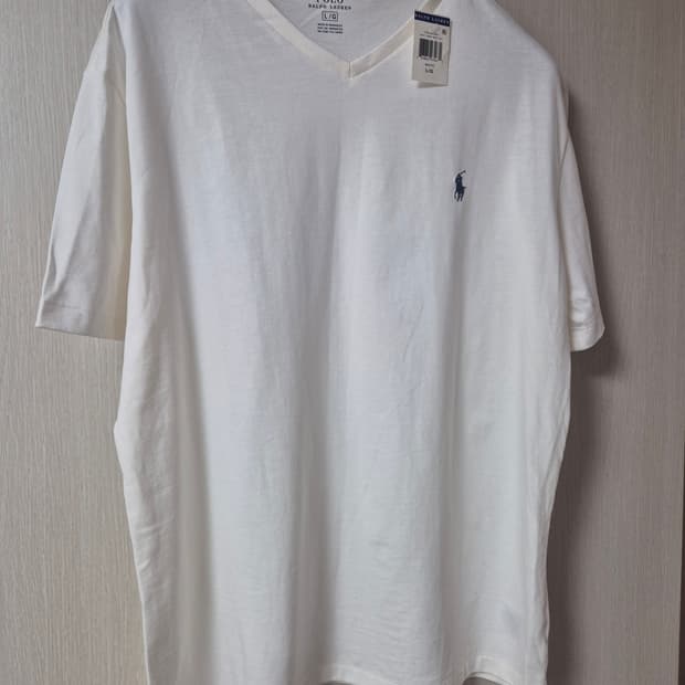 (새제품) 폴로 랄프로렌 V넥 반팔티 화이트 라지
