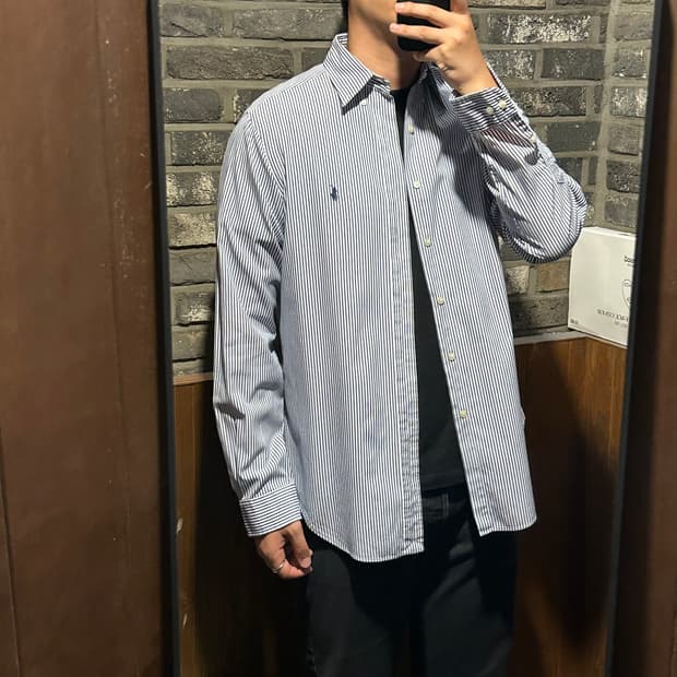 L) 폴로 랄프로렌 클래식 블루 스트라이프 포플린 셔츠