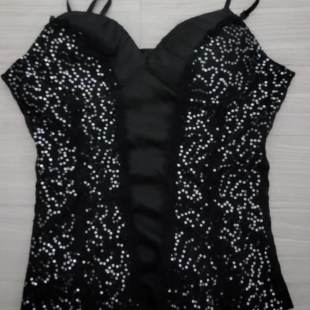 오네갸루 쿠로갸루 펑크 섹시 스팽글 나시 민소매