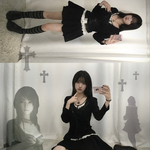 무채색 공겜여주깔 데일리 고딕 니혼진 코디세트