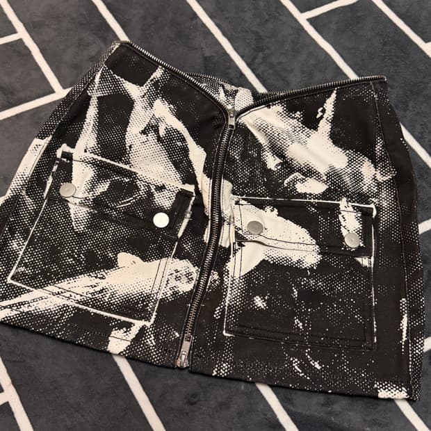 빈티지 지퍼 미니 스커트 