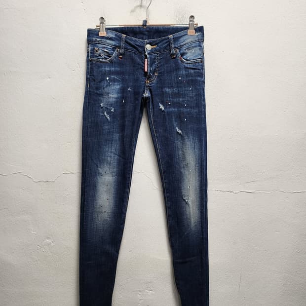 디스퀘어드2 데님 밑단지퍼 디테일 데미지 청바지