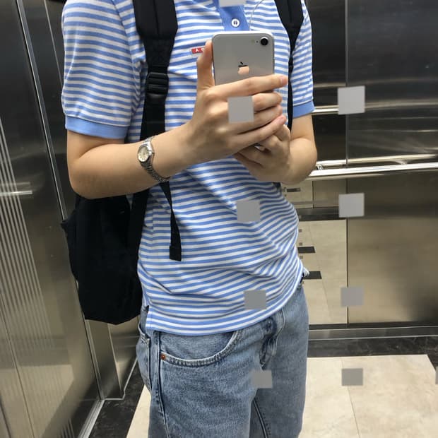 프라다 스트라이프 pk티