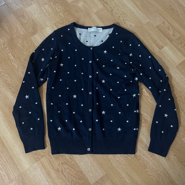 빈티지 도트 별 니트 가디건 (네이비)