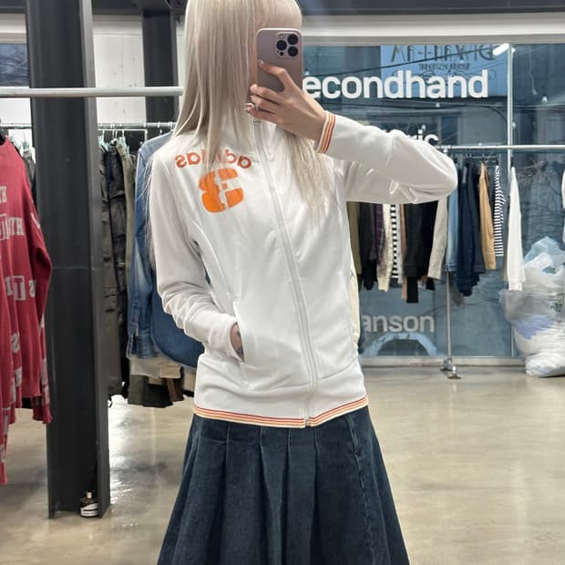 아디다스 오렌지 매쉬 트랙 자켓