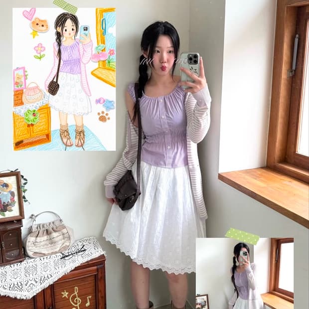 코코모리 와이즈걸 커스텀 블라우스 파스텔라벤더
