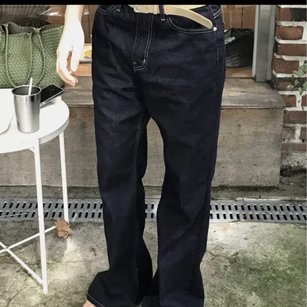 블렘토 세미 플레어진 인디고 생지 청바지
