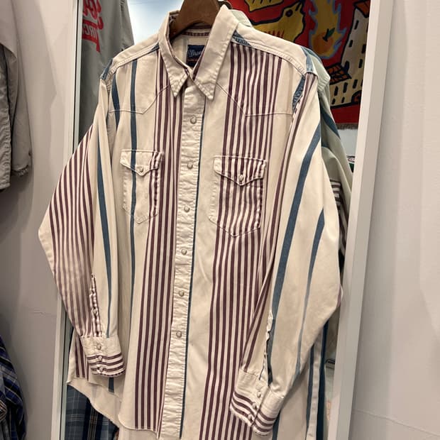 90s Wrangler 랭글러 스트라이프 웨스턴 셔츠 (made USA)
