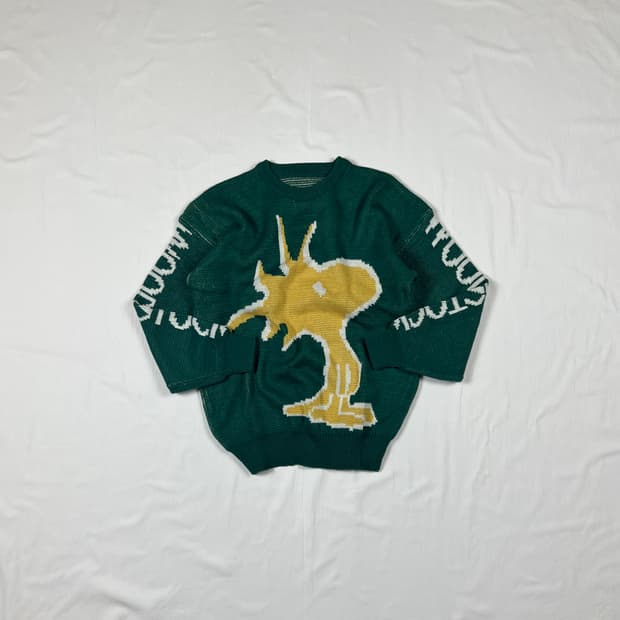 90‘s 우드스탁 피넛 카툰 빅로고 니트 스웨터