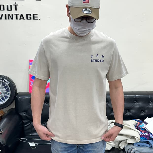 아이앱스튜디오 피그먼트 오트밀 반팔셔츠 L