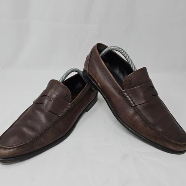 토즈 남성 브라운 가죽 로퍼 9사이즈