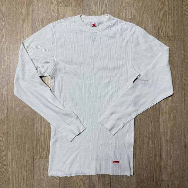 슈프림 헤인즈 써멀 와플 크루넥 플레인 롱슬리브M