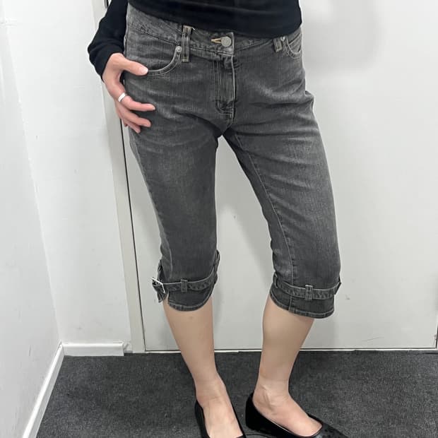 Oririn 흑청 데님 카프리 팬츠 바지