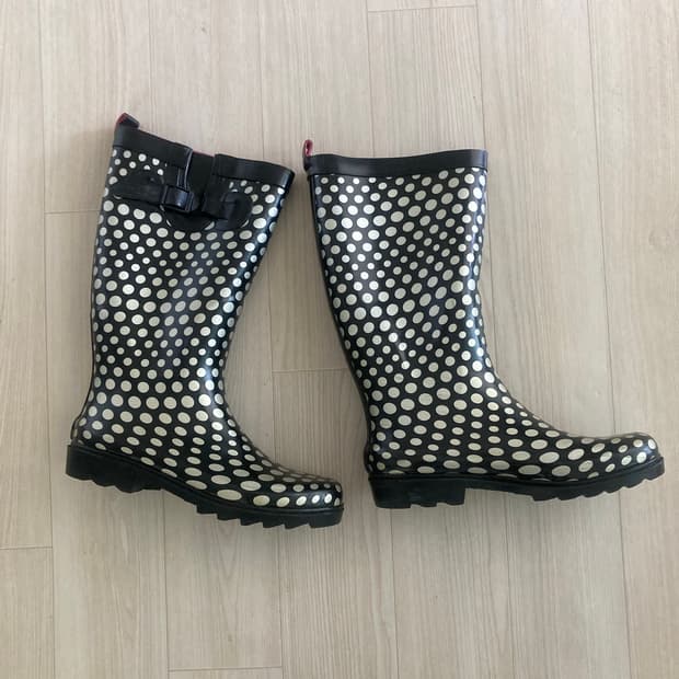 빈티지 레인부츠 장화(블랙 실버 도트)