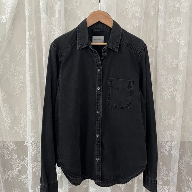 S) 아메리칸이글 자수 데님 셔츠 흑청