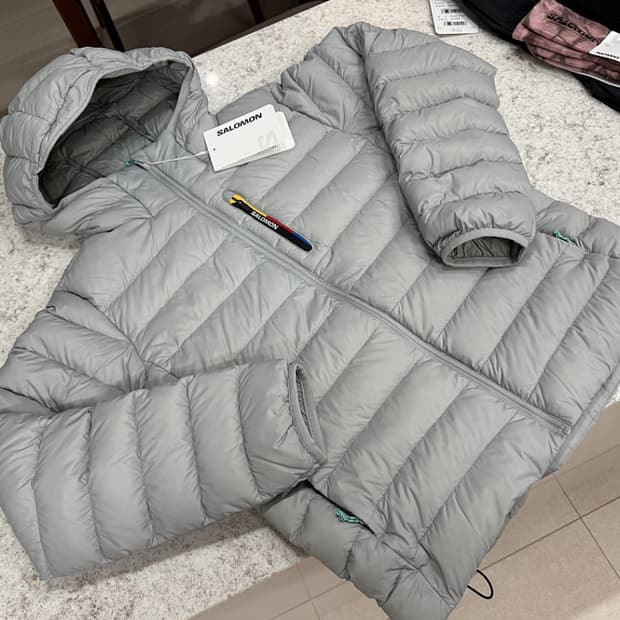 [L]살로몬 패딩 엑스 퓨즈 후드 다운 자켓 라이트 그레이