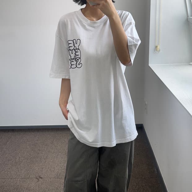 Yes eye see 예스아이씨 백 포인트 화이트 반팔 