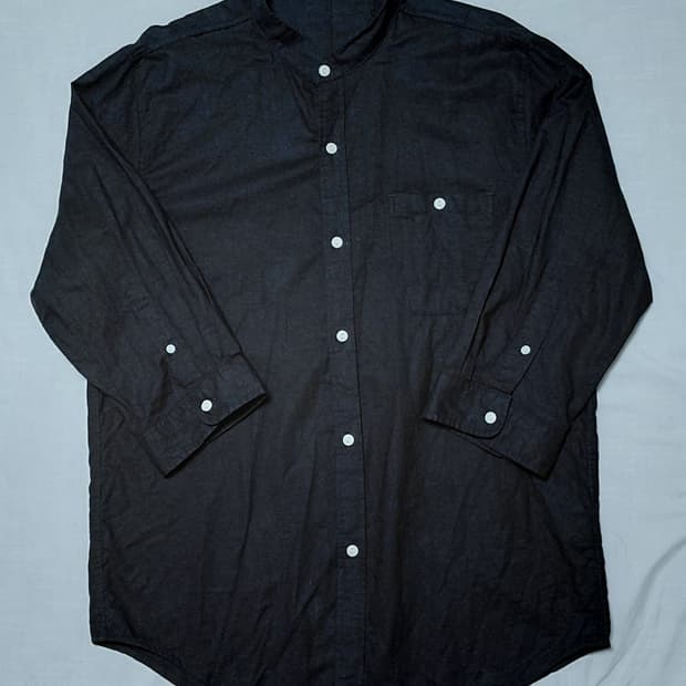 Oval Dice 린넨-코튼 차이나카라 7부소매 셔츠 (L)