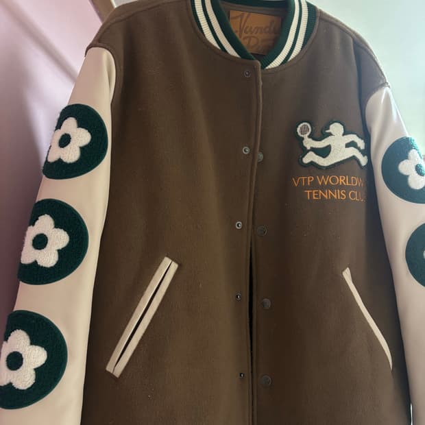 Msize 반디더핑크 테니스 바시티 자켓