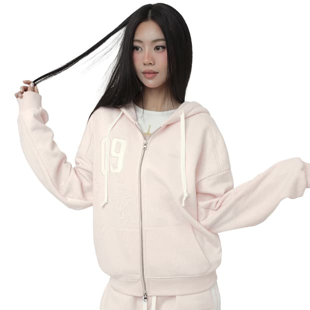 새상품, 핑크 ) 클리시어 09넘버링 트레이닝 후드집업 