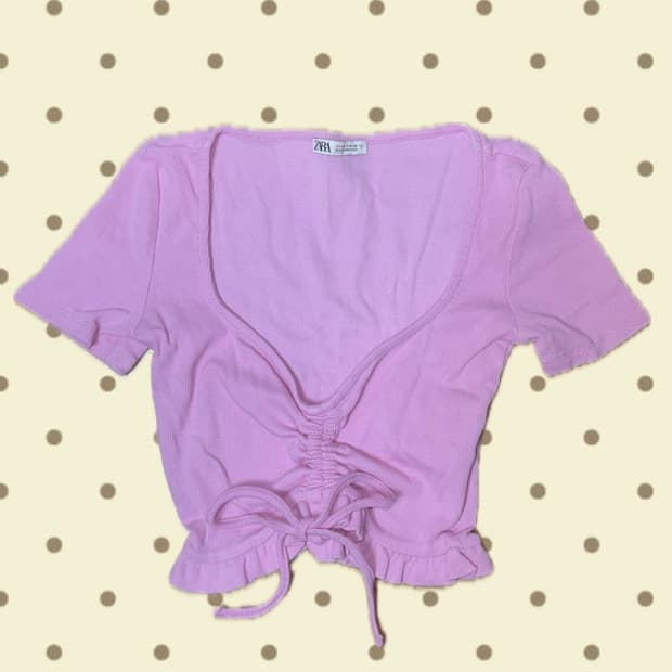 자라 하이틴 딸기우유 셔링 크롭티(S)