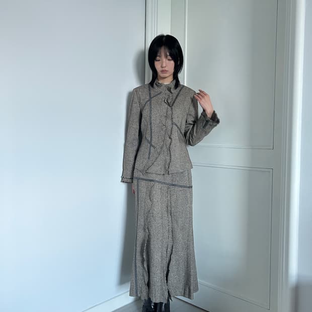 Dusky Brown Two piece / 빈티지 투피스