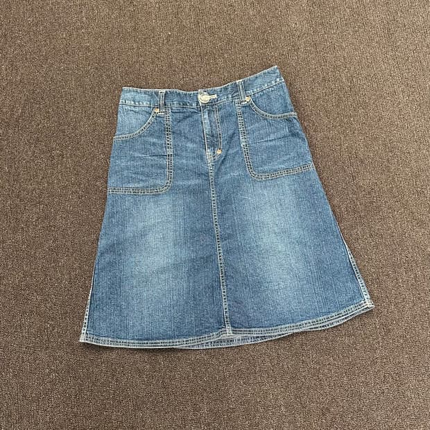 2)Japanese vintage 스티치 데님 미디 스커트