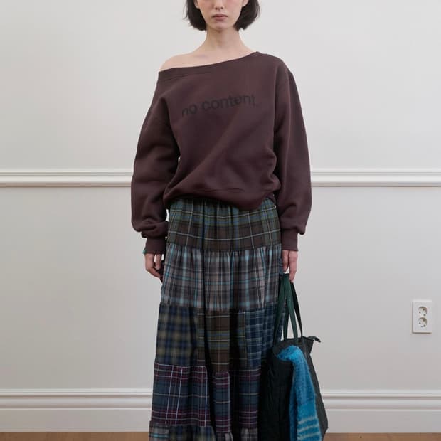 노컨텐츠 boho check skirt