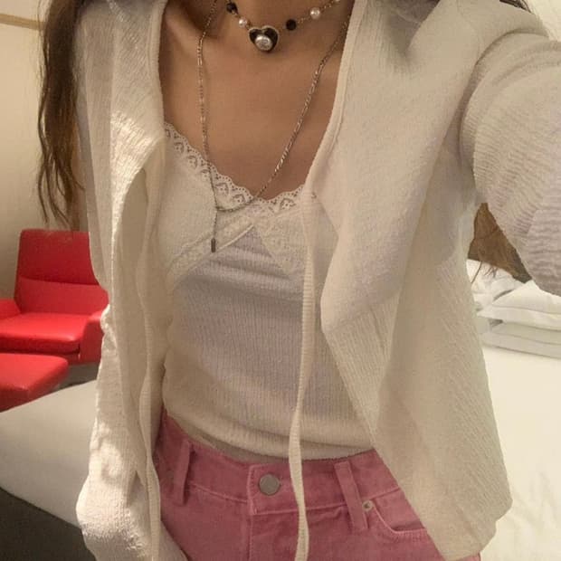 포스터 릴레이스 나시 가디건 세트 아이보리