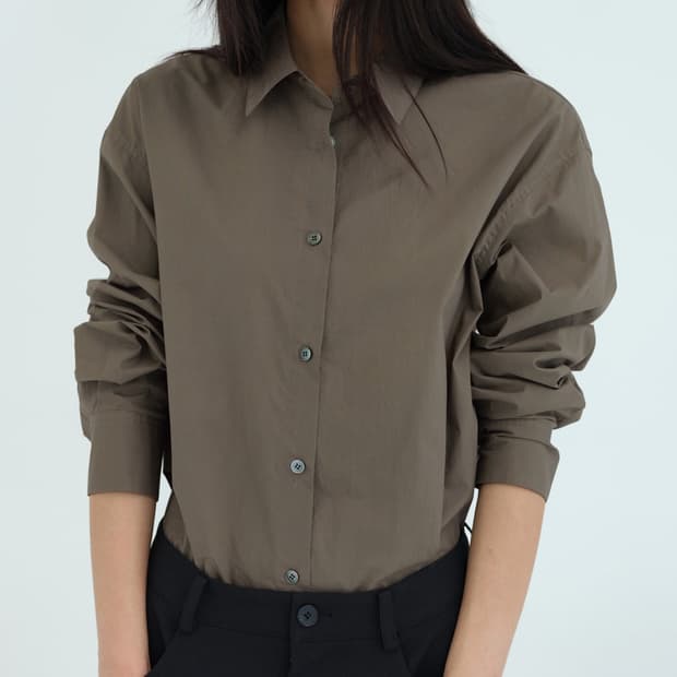 ORE 60수 워싱 코튼 오버사이즈 셔츠 카키