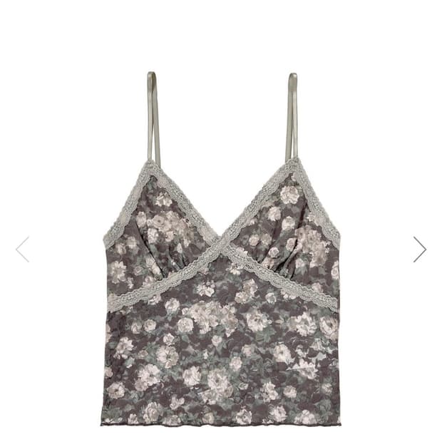 투머치택스 FLORAL LACE CAMI TOP (BROWN)