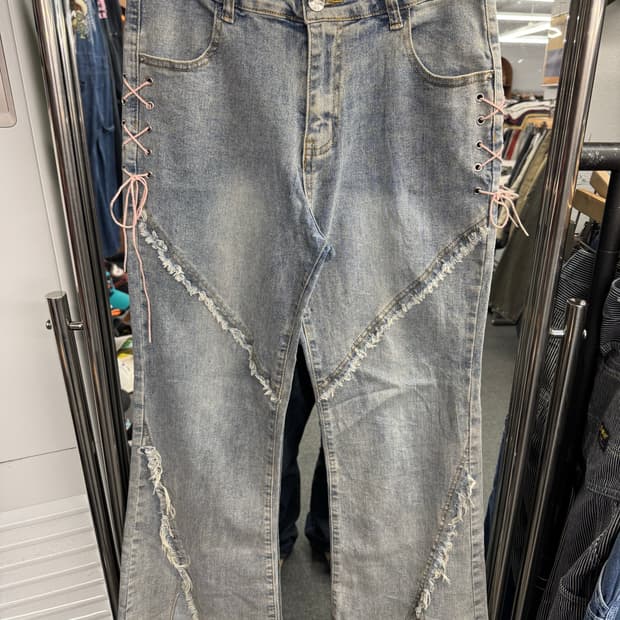 Japanese vintage 여성 부츠컷 연청 데님팬츠