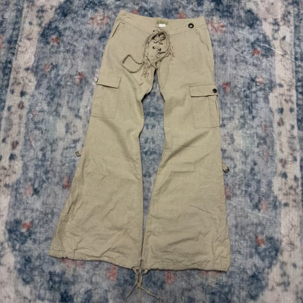 Goa race up boot cut linen cargo pants