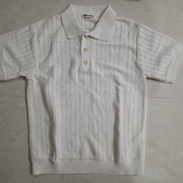 인사일런스 펀칭 코튼 반팔 니트(크림)