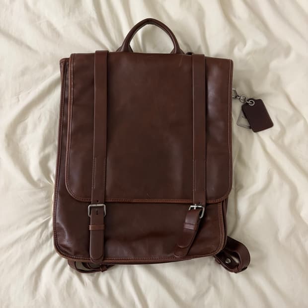 Samsonite 브라운 리얼 레더 빈티지 백팩 (오리지널 패키징 포함)