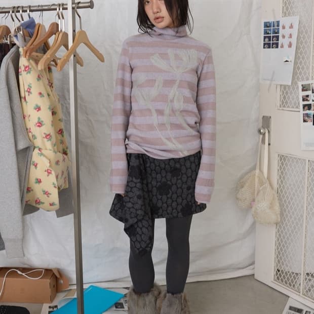 영마일웨어 felt planty turtleneck_ash violet