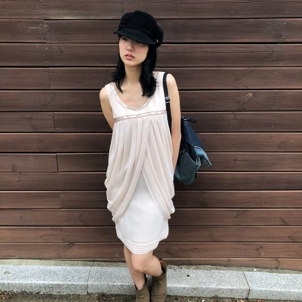 draped sleeveless dress 