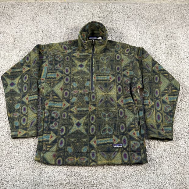 90s 파타고니아 신칠라 스냅-T 하프집 패턴/멀티 USA