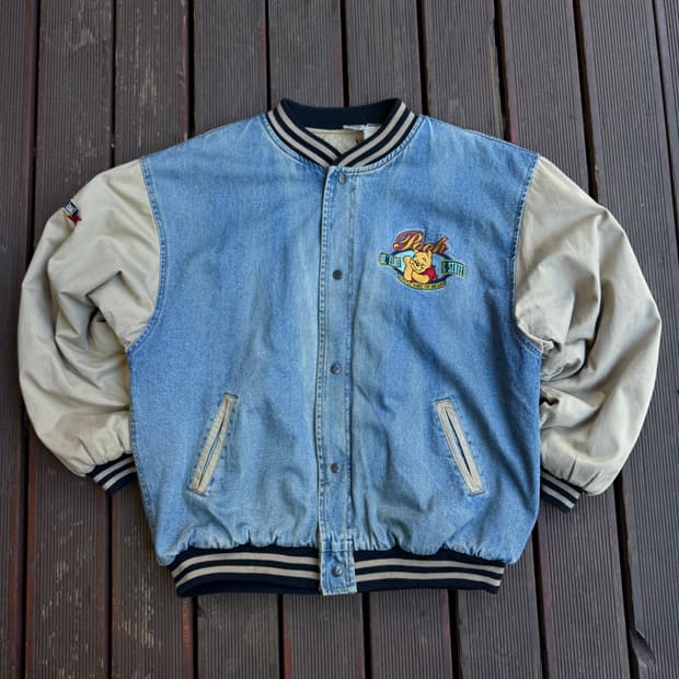디즈니 푸 데님 바시티 자켓