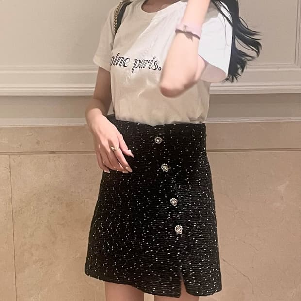 ZARA 자라 트위드 보석 버튼 스커트