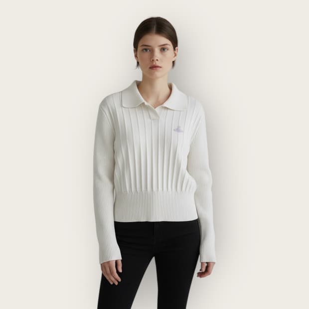 S/ 비비안웨스트우드 로고 골지 브이넥 니트