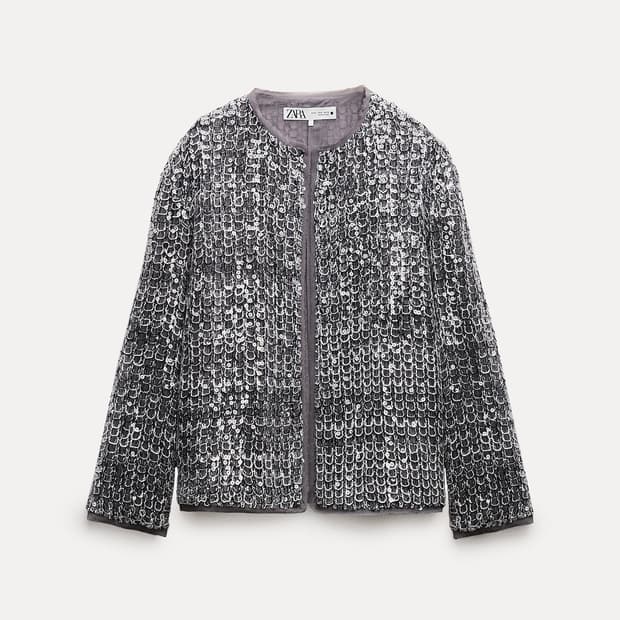 자라 컬렉션 텍스처 시퀸 재킷 ZW COLLECTION