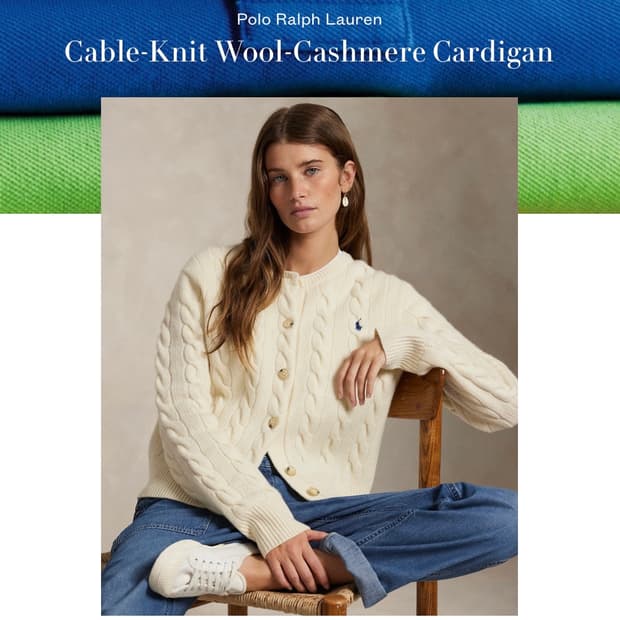 폴로 캐시미어혼방 케이블 가디건 